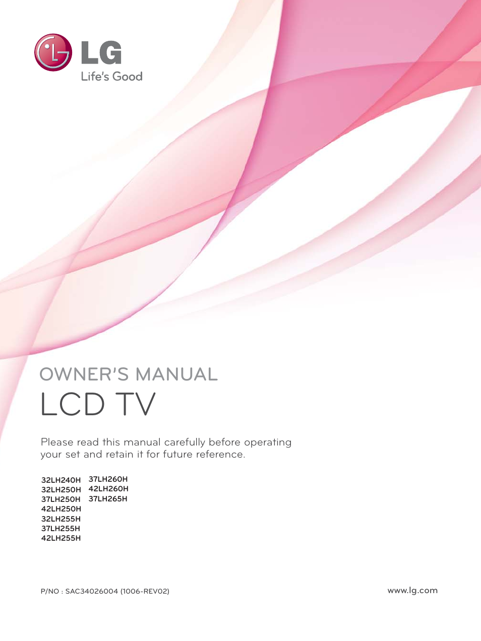 LG 37LH260H User Manual | 156 pages