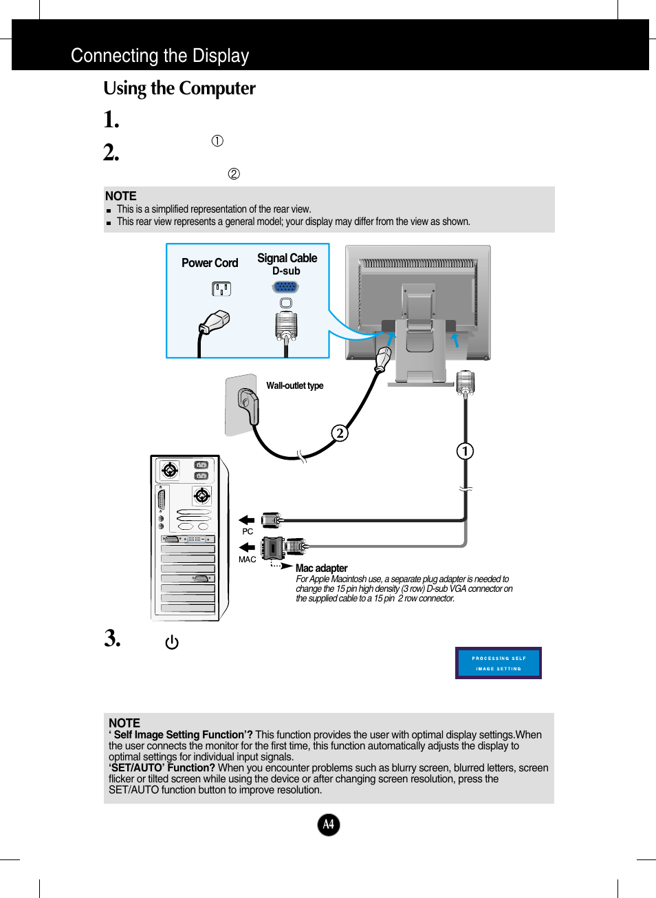 Using the computer, Connecting the display using the computer | LG L1730SF User Manual | Page 5 / 26