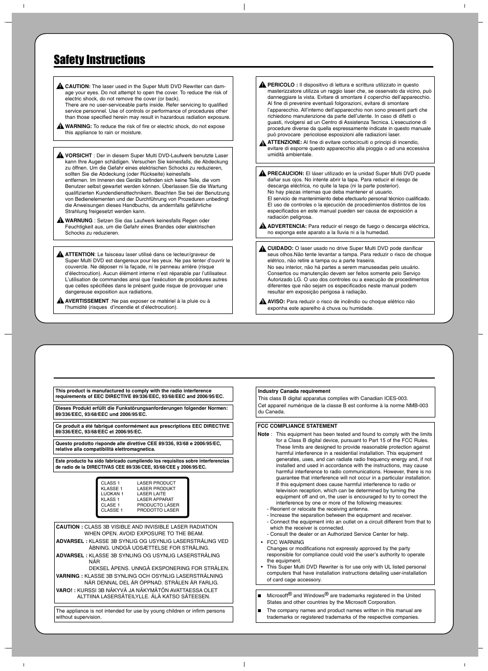 Safety instructions | LG GSA-H55N User Manual | Page 4 / 4