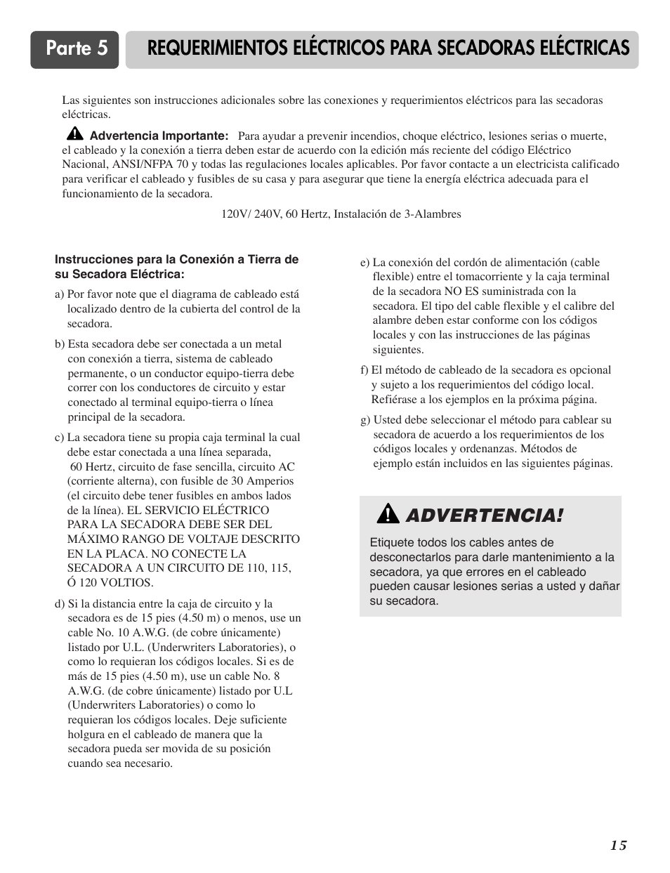 Advertencia | LG TD-V10150G User Manual | Page 48 / 65