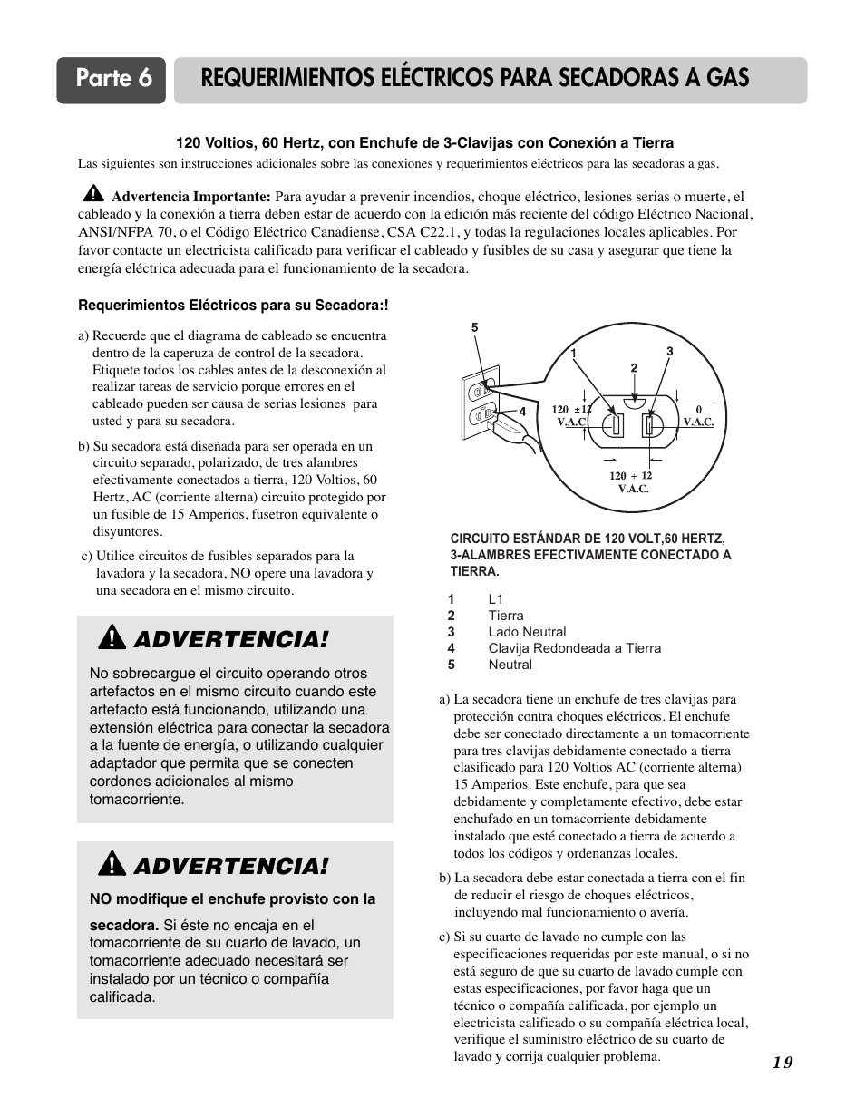 Advertencia | LG TD-V10150G User Manual | Page 52 / 65