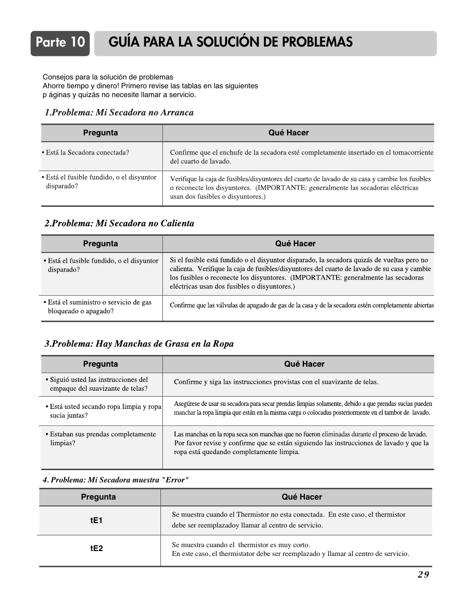 Parte 10 guía para la solución de problemas | LG TD-V10150G User Manual | Page 62 / 65