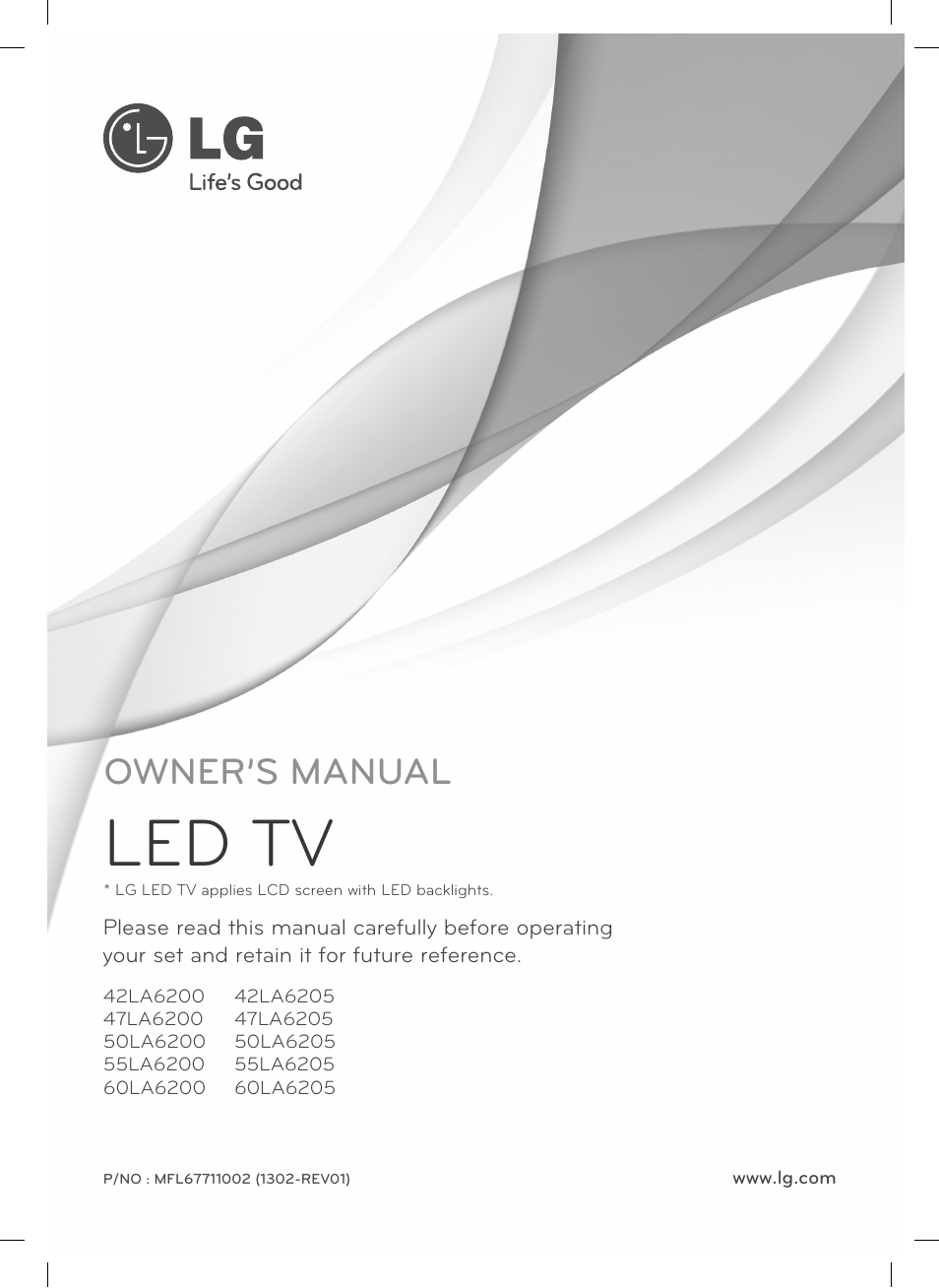 LG 50LA6200 User Manual | 52 pages