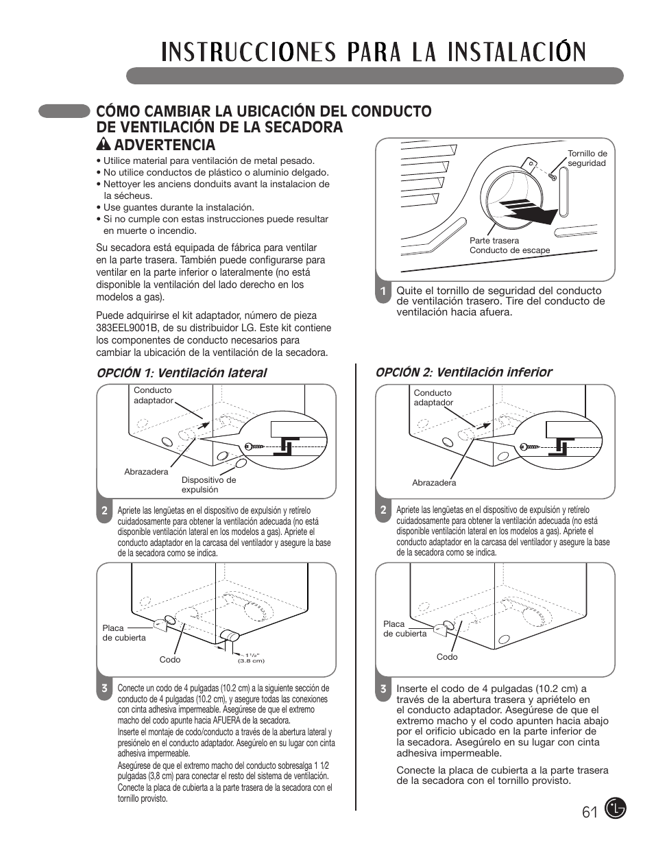 Advertencia | LG DLGX3002P User Manual | Page 61 / 96