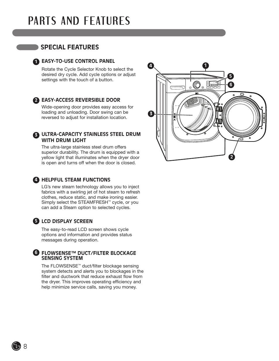 Special features | LG DLGX3002P User Manual | Page 8 / 96