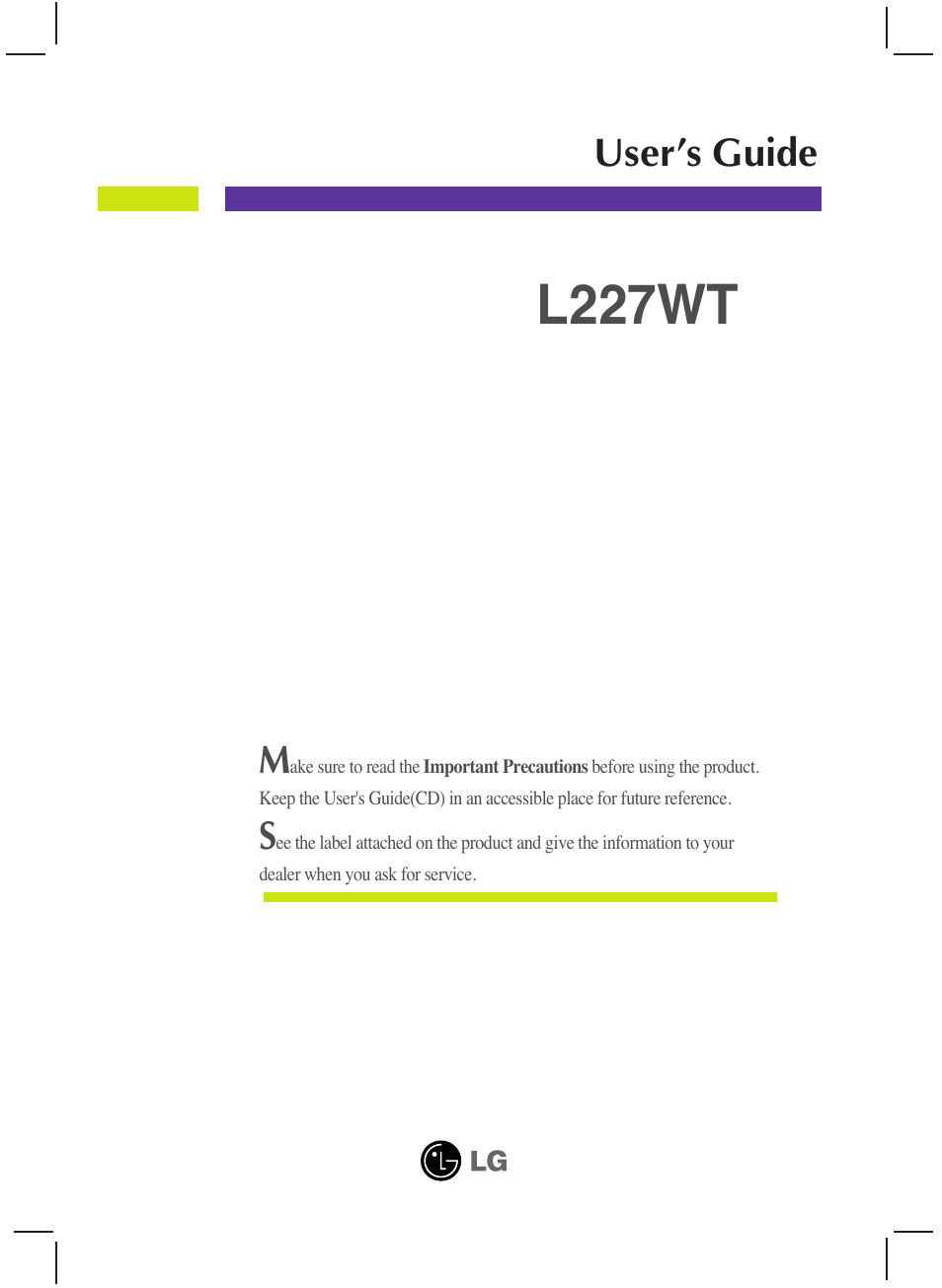 LG L227WTG-PF User Manual | 23 pages