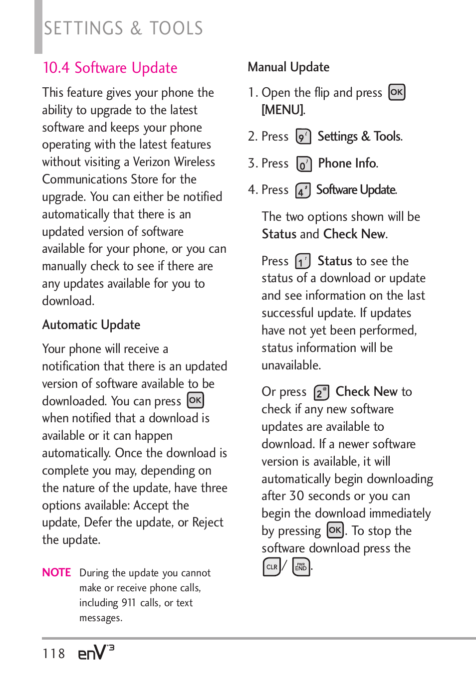 Settings & tools, 4 software update | LG LGVX9200 User Manual | Page 120 / 317