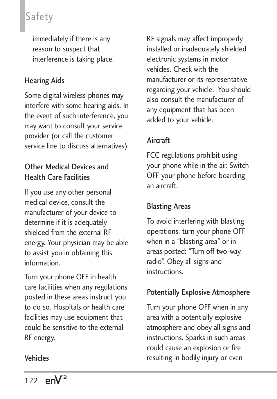 Safety | LG LGVX9200 User Manual | Page 124 / 317