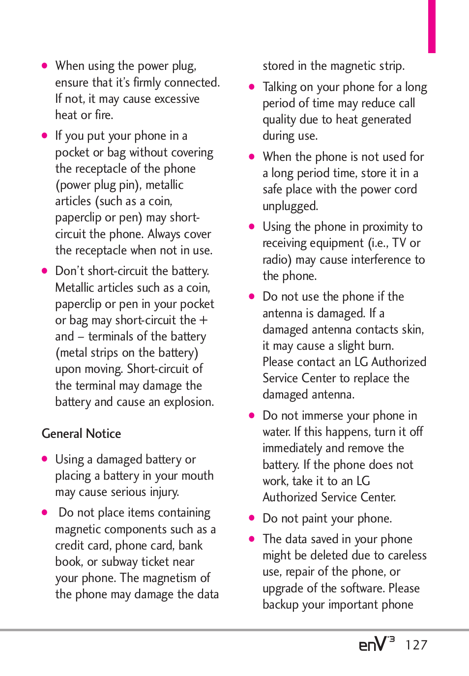 General notice, Do not paint your phone | LG LGVX9200 User Manual | Page 129 / 317