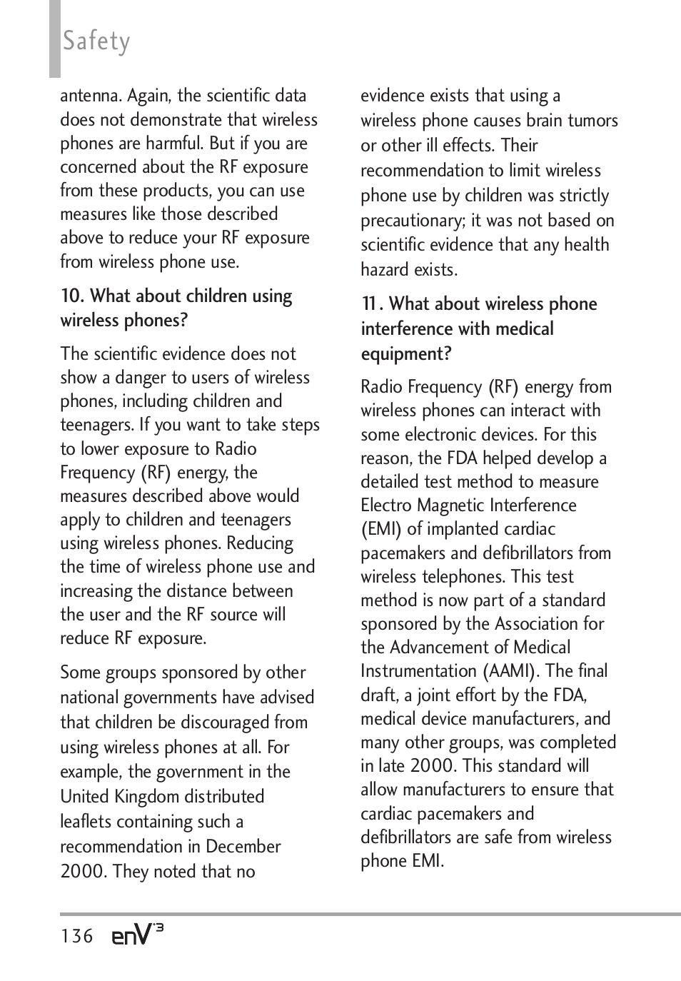 Safety | LG LGVX9200 User Manual | Page 138 / 317