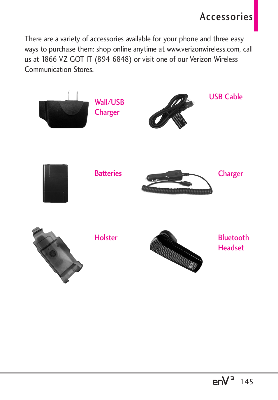 Accessories | LG LGVX9200 User Manual | Page 147 / 317