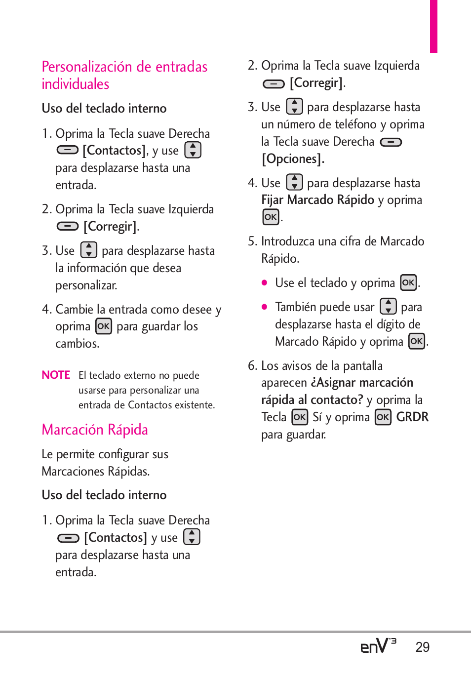 Personalización de entradas individuales, Marcación rápida | LG LGVX9200 User Manual | Page 184 / 317