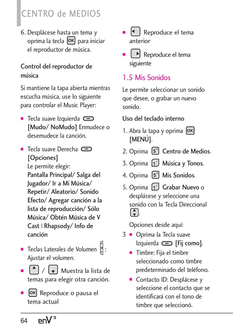 Centro de medios, 5 mis sonidos | LG LGVX9200 User Manual | Page 219 / 317