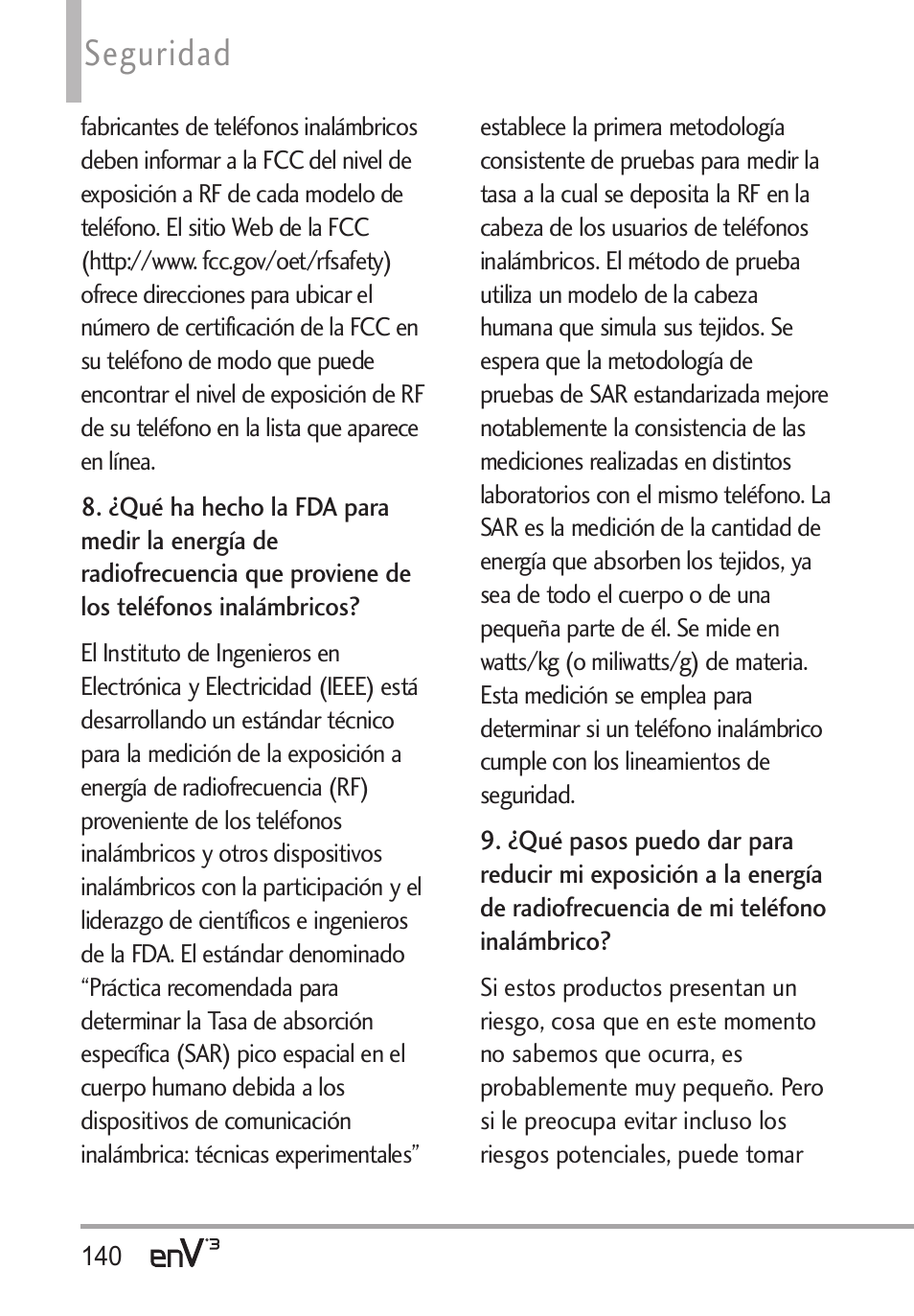 Seguridad | LG LGVX9200 User Manual | Page 295 / 317