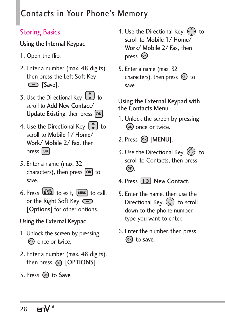 Storing basics | LG LGVX9200 User Manual | Page 30 / 317