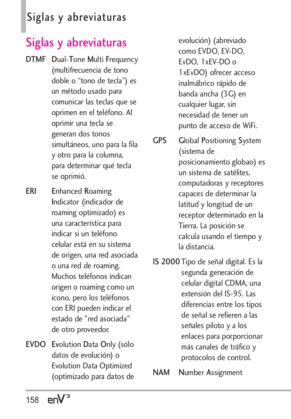 Siglas y abreviaturas | LG LGVX9200 User Manual | Page 313 / 317