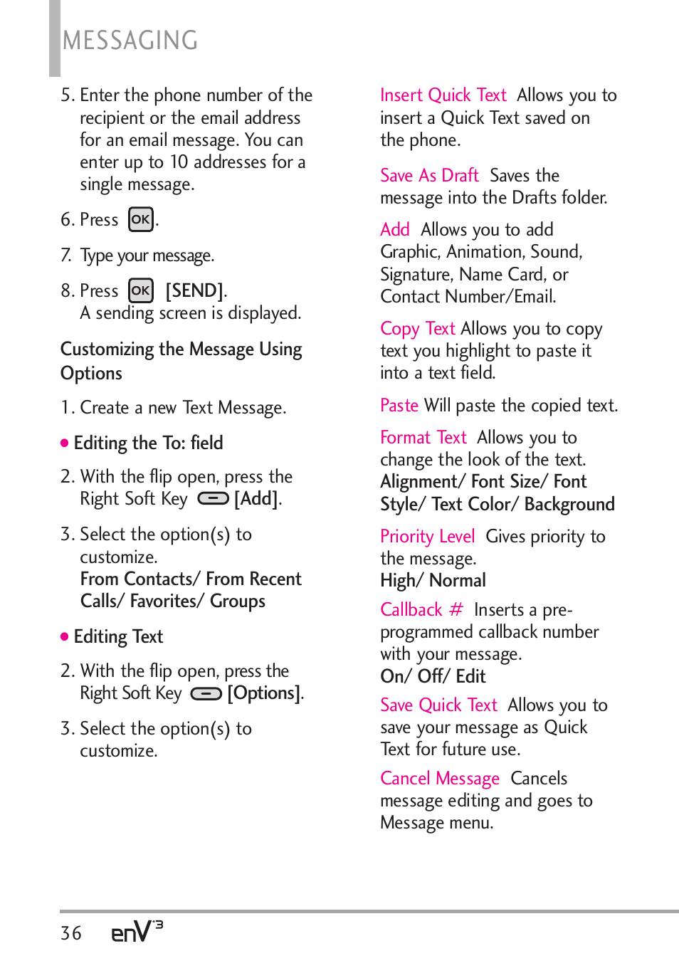 Messaging | LG LGVX9200 User Manual | Page 38 / 317