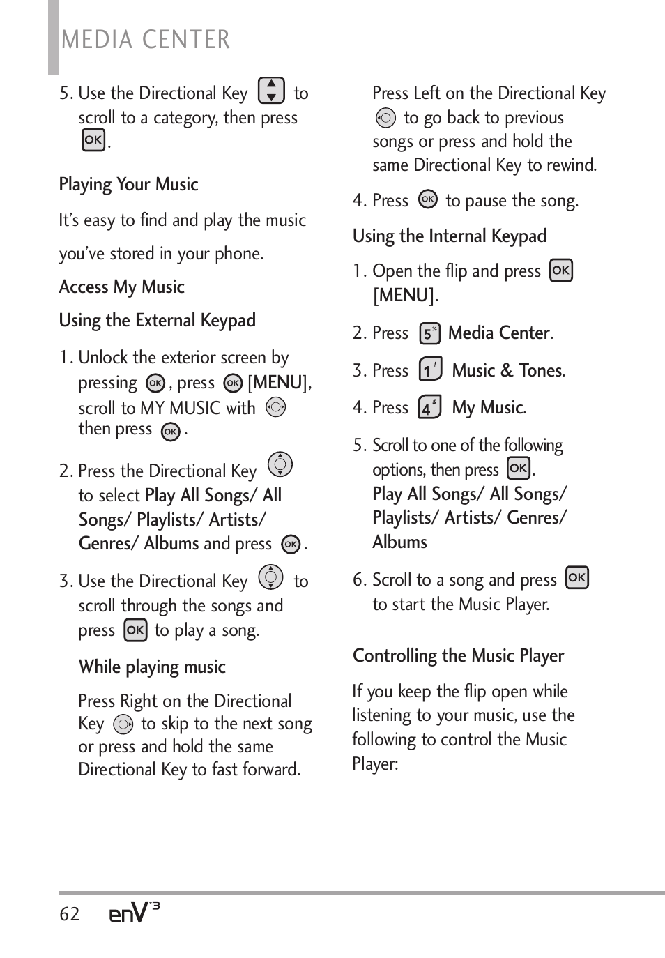 Media center | LG LGVX9200 User Manual | Page 64 / 317