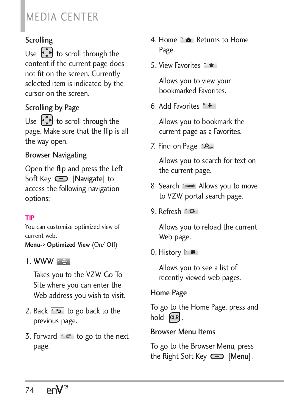 Media center | LG LGVX9200 User Manual | Page 76 / 317