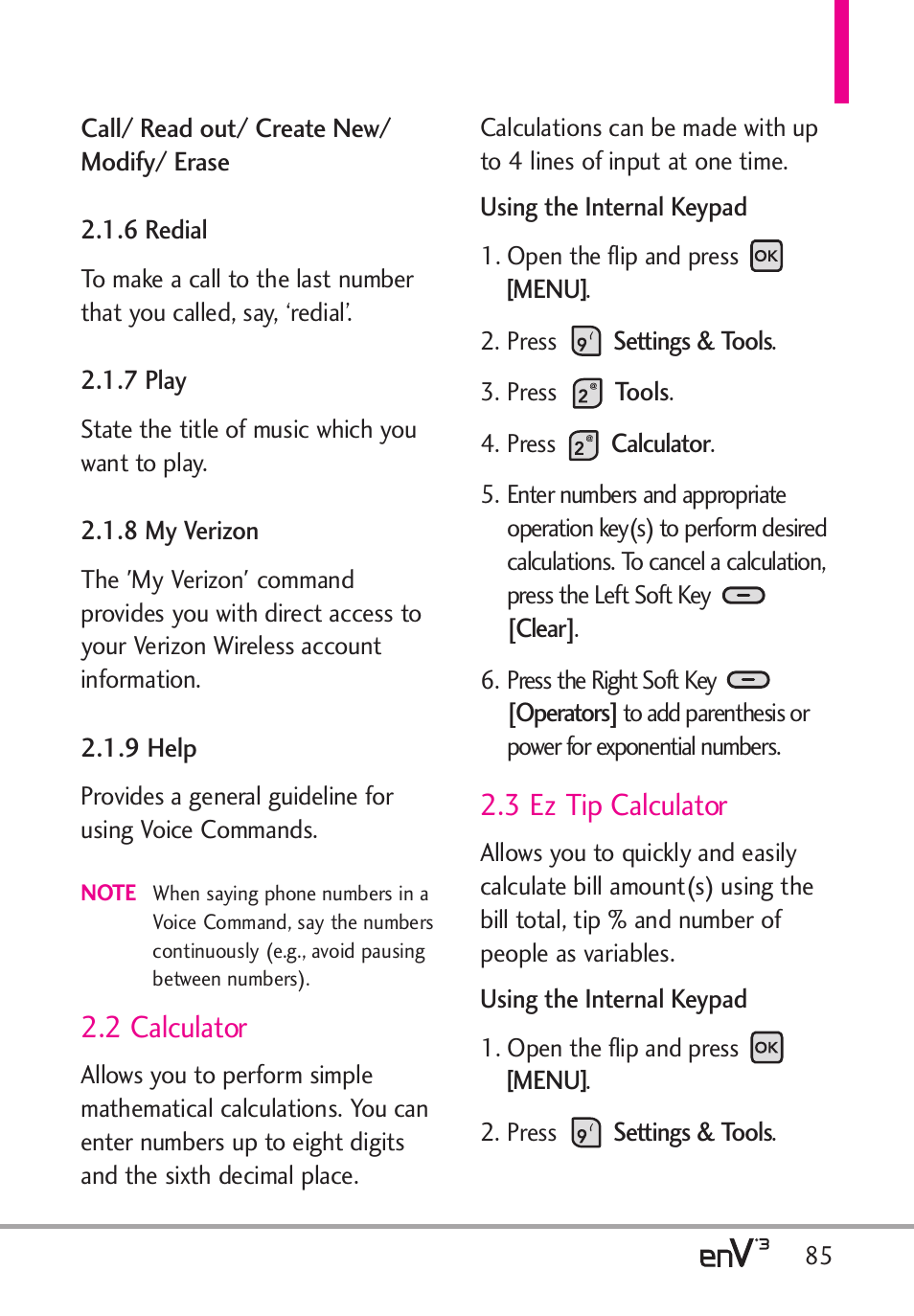 2 calculator, 3 ez tip calculator | LG LGVX9200 User Manual | Page 87 / 317