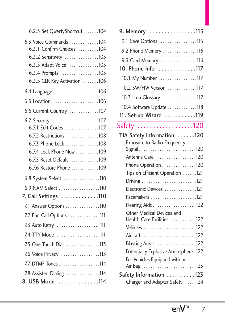 Safety | LG LGVX9200 User Manual | Page 9 / 317