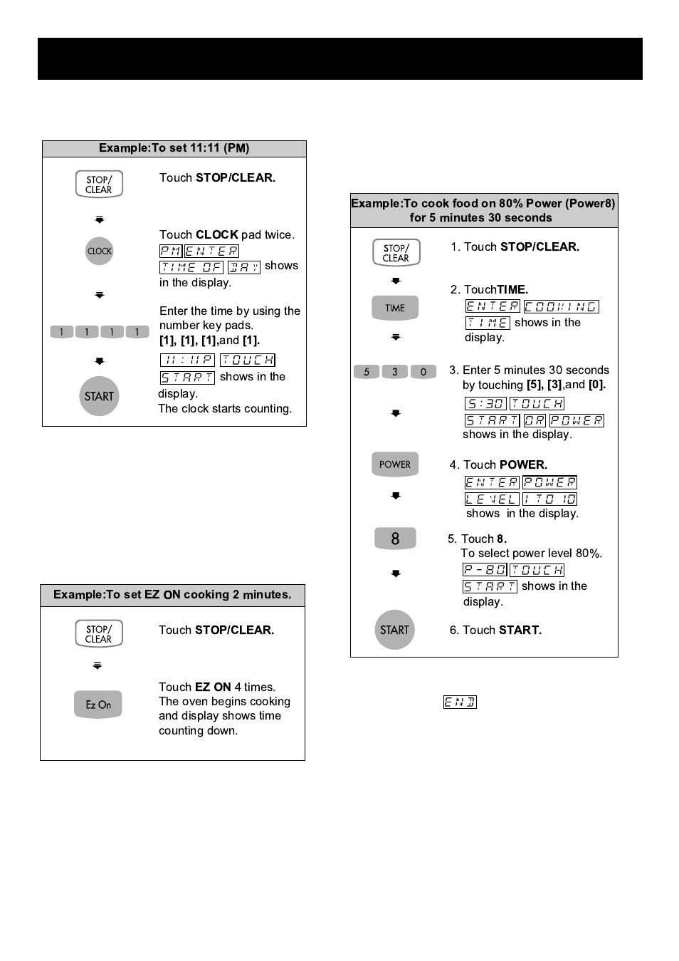 Using your microwave oven, Setting the clock, Timed cooking | Ez on | LG MA2130W User Manual | Page 10 / 28