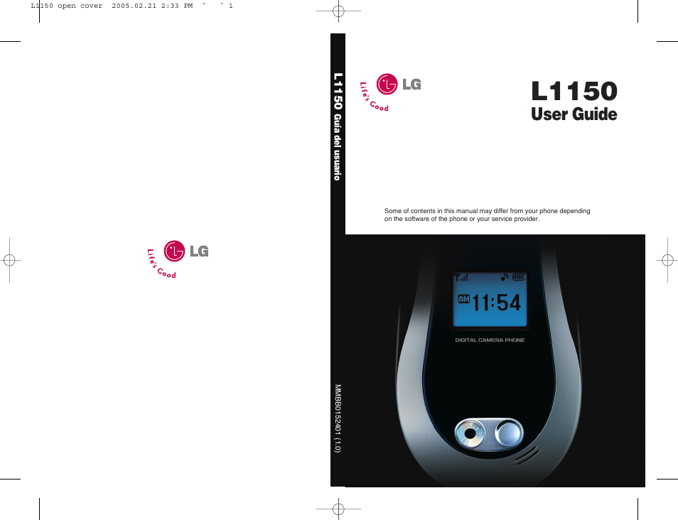 LG L1150 User Manual | 2 pages