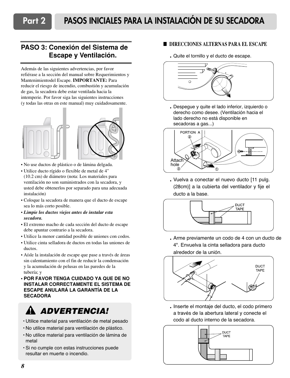 Advertencia | LG DLG0332W User Manual | Page 38 / 60