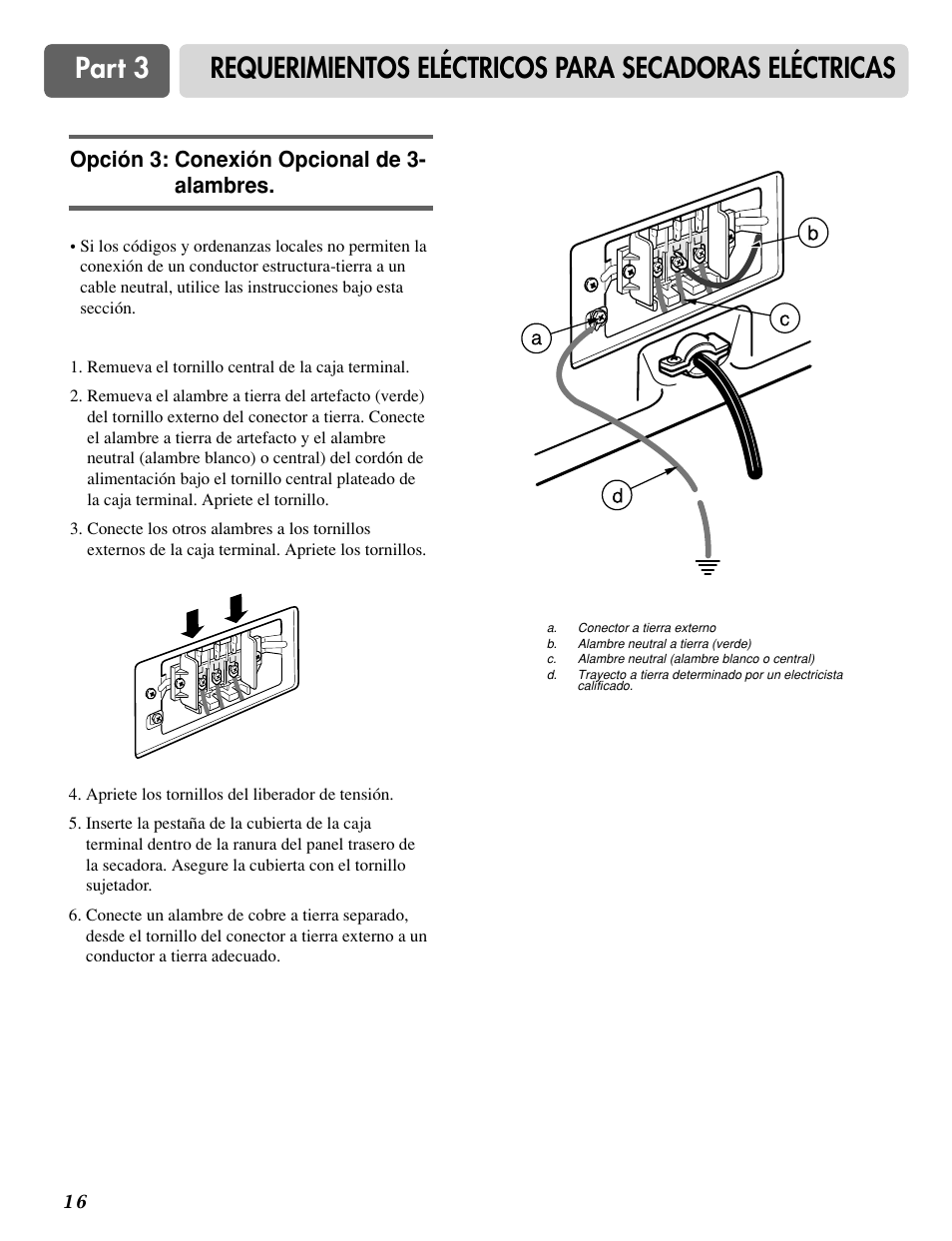 Opción 3: conexión opcional de 3- alambres | LG DLG0332W User Manual | Page 46 / 60