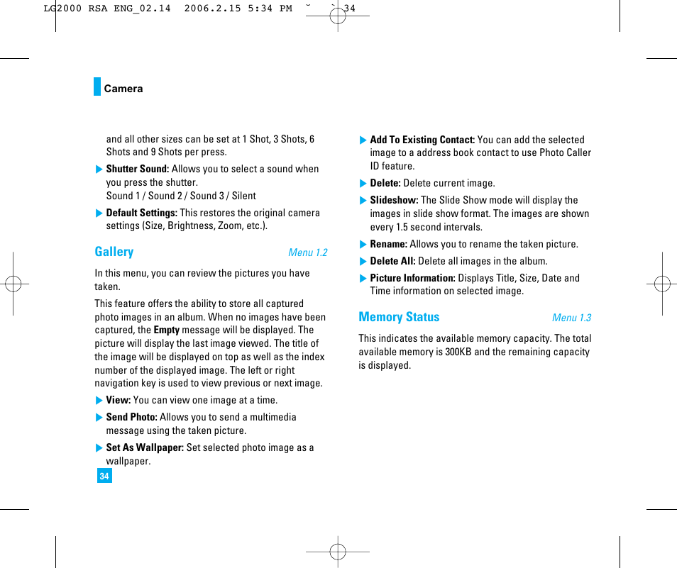 Gallery | LG LG2000 User Manual | Page 38 / 98