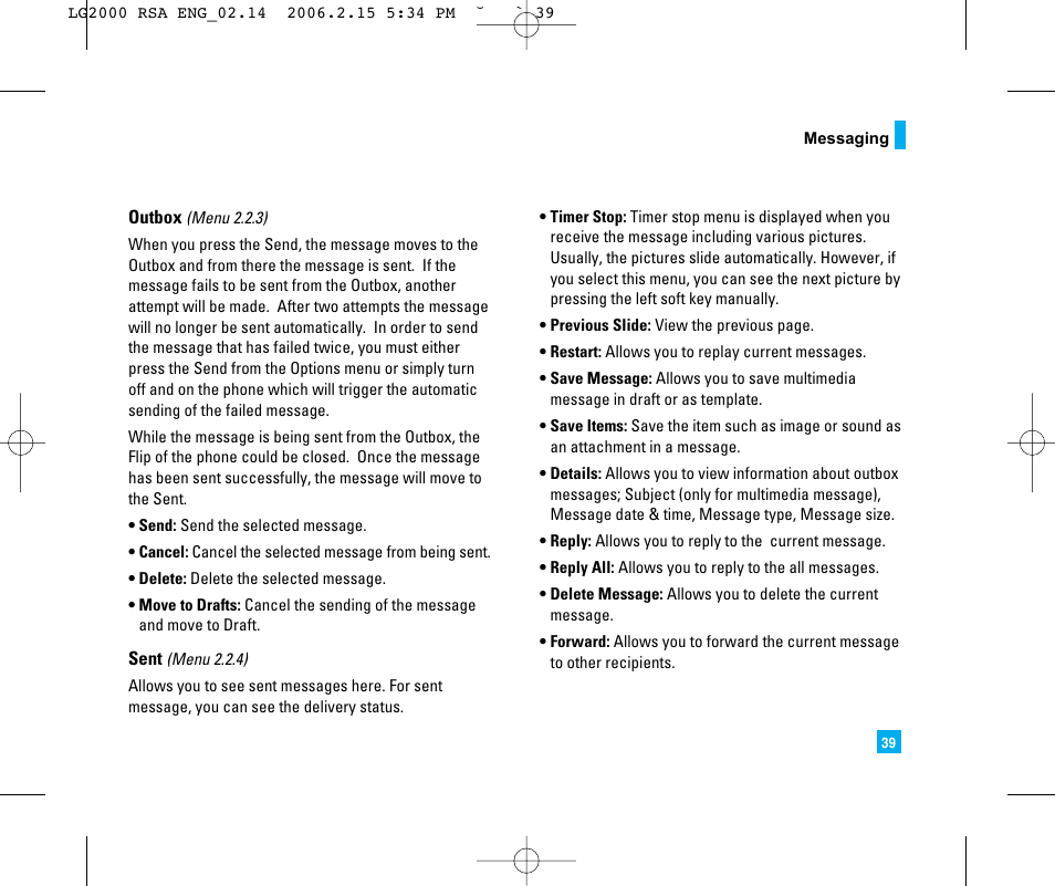 LG LG2000 User Manual | Page 43 / 98