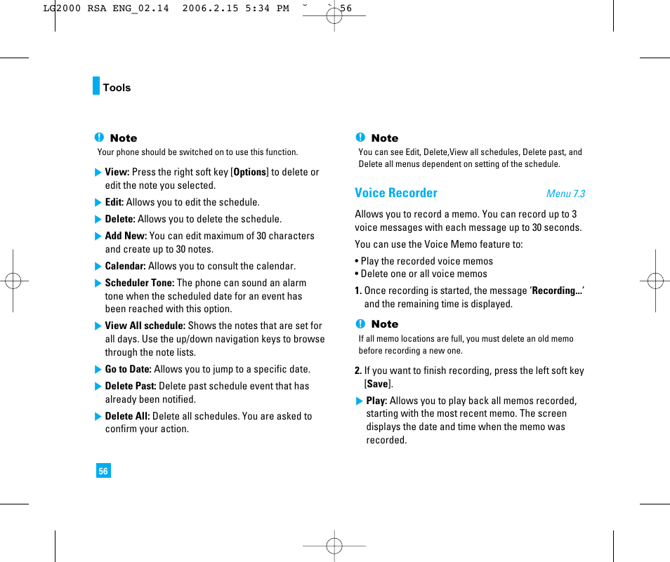 Voice recorder | LG LG2000 User Manual | Page 60 / 98