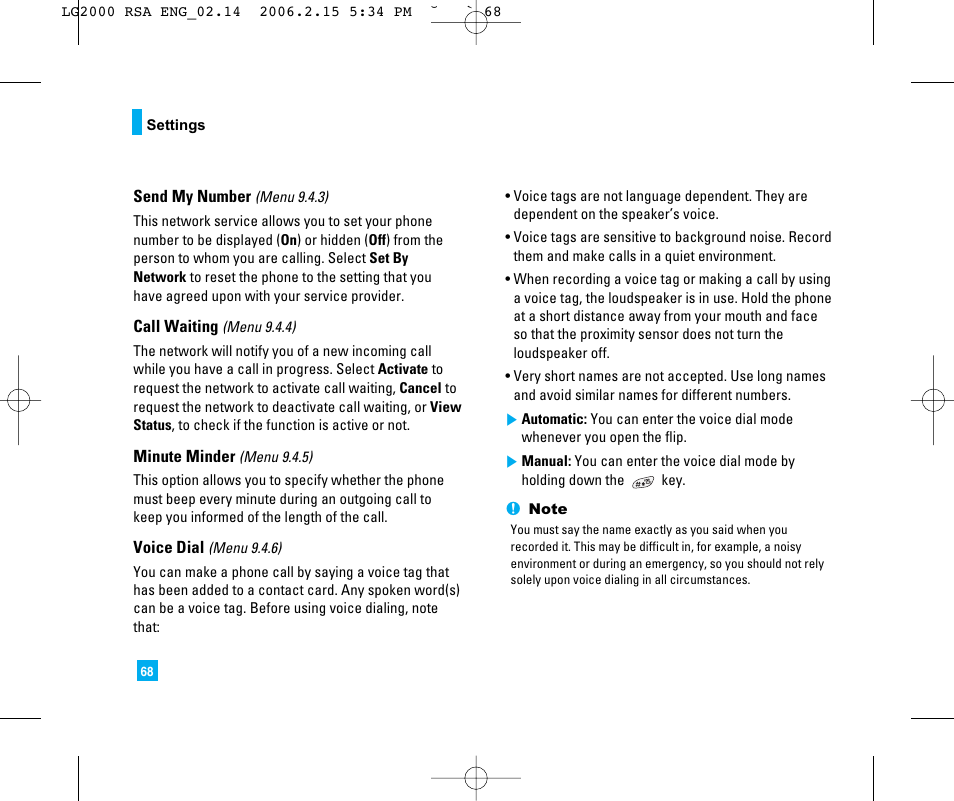 LG LG2000 User Manual | Page 72 / 98