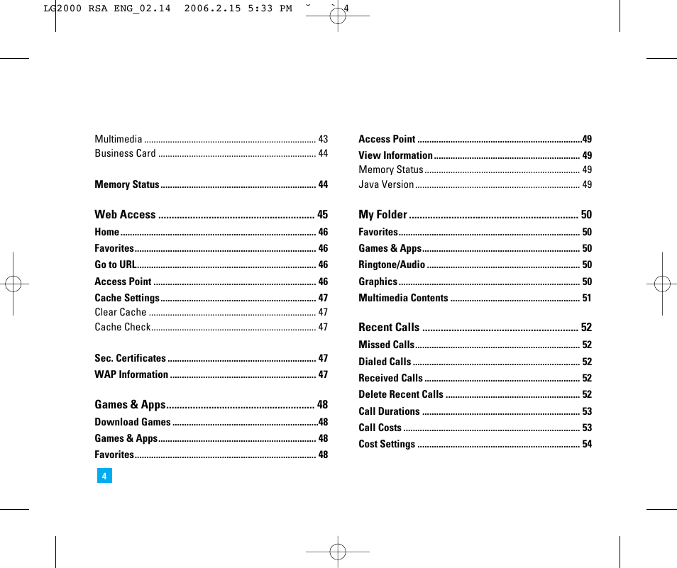 LG LG2000 User Manual | Page 8 / 98