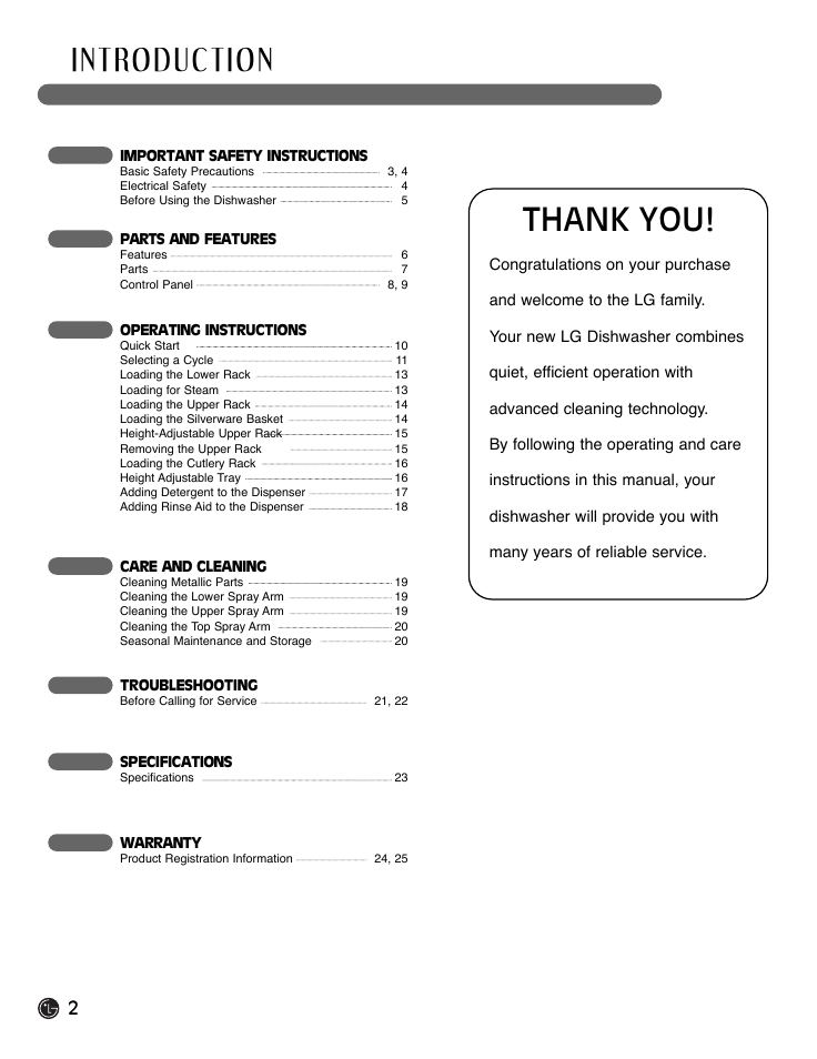 LG LDF9932ST User Manual | Page 2 / 76