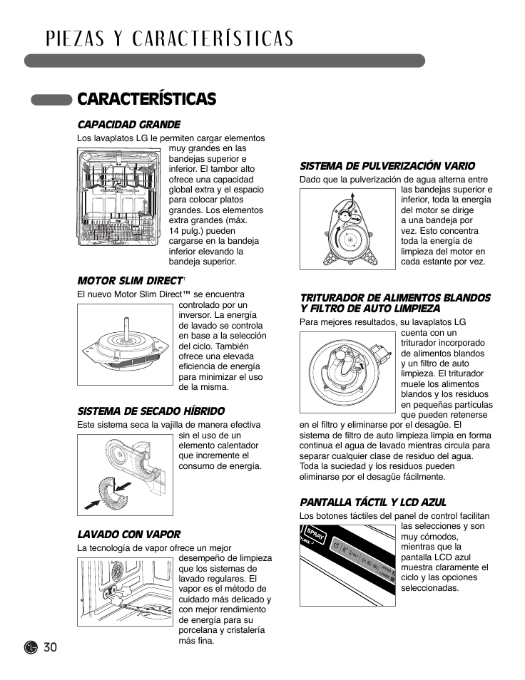 Características | LG LDF9932ST User Manual | Page 30 / 76