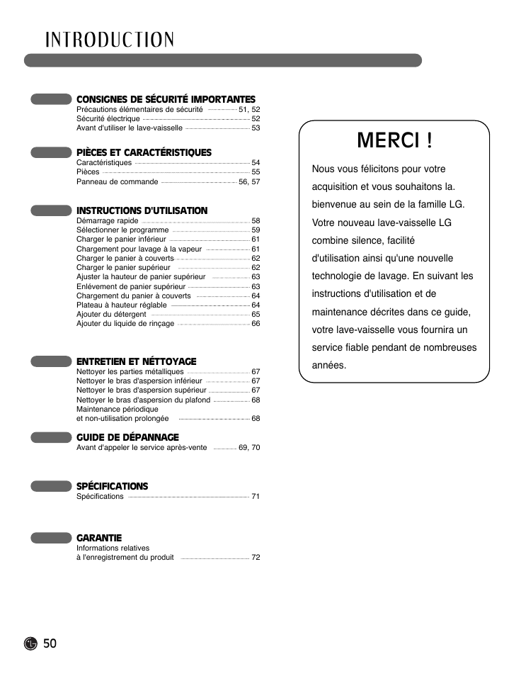 Merci | LG LDF9932ST User Manual | Page 50 / 76