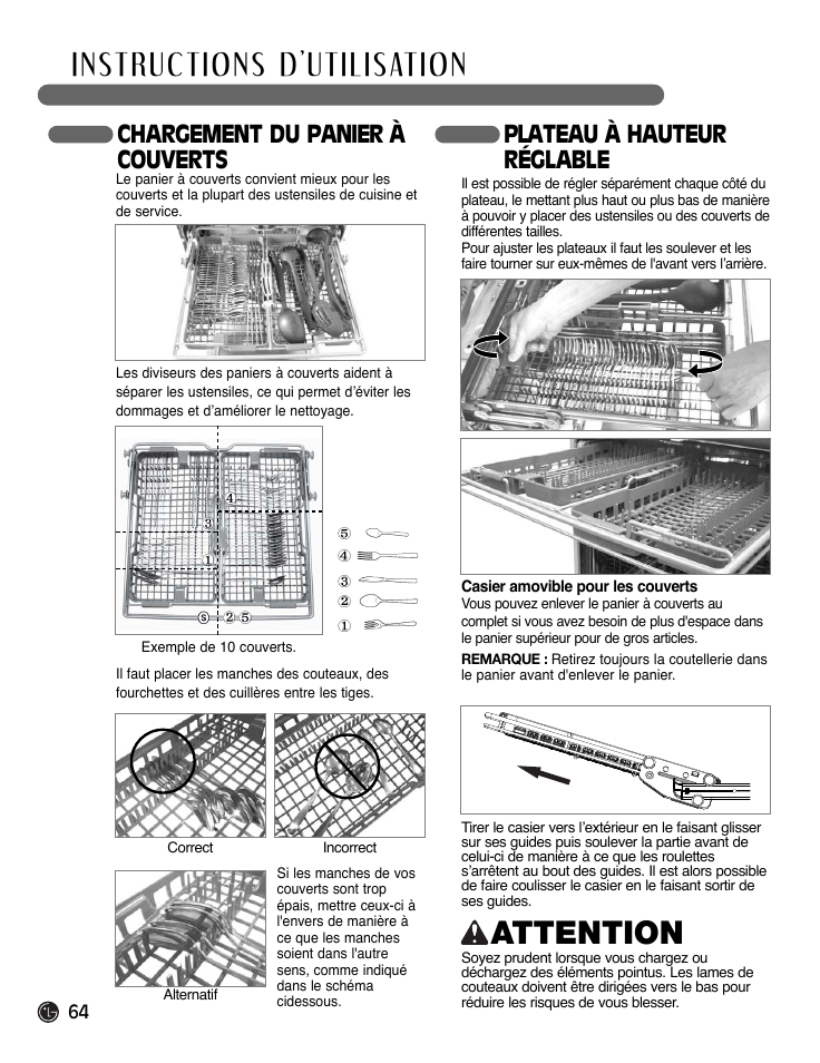 Attention | LG LDF9932ST User Manual | Page 64 / 76