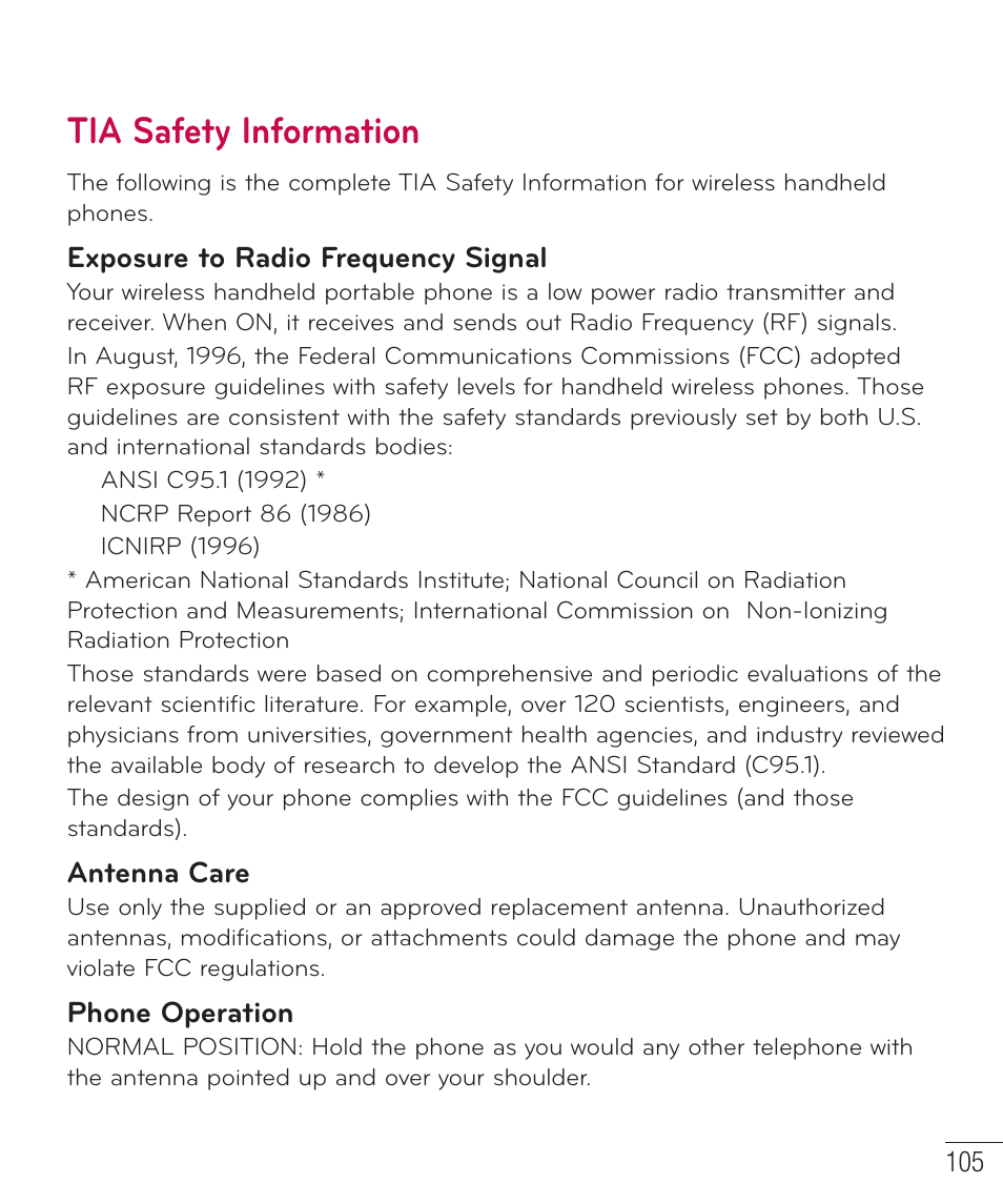 Tia safety information | LG LGD415RD User Manual | Page 106 / 121