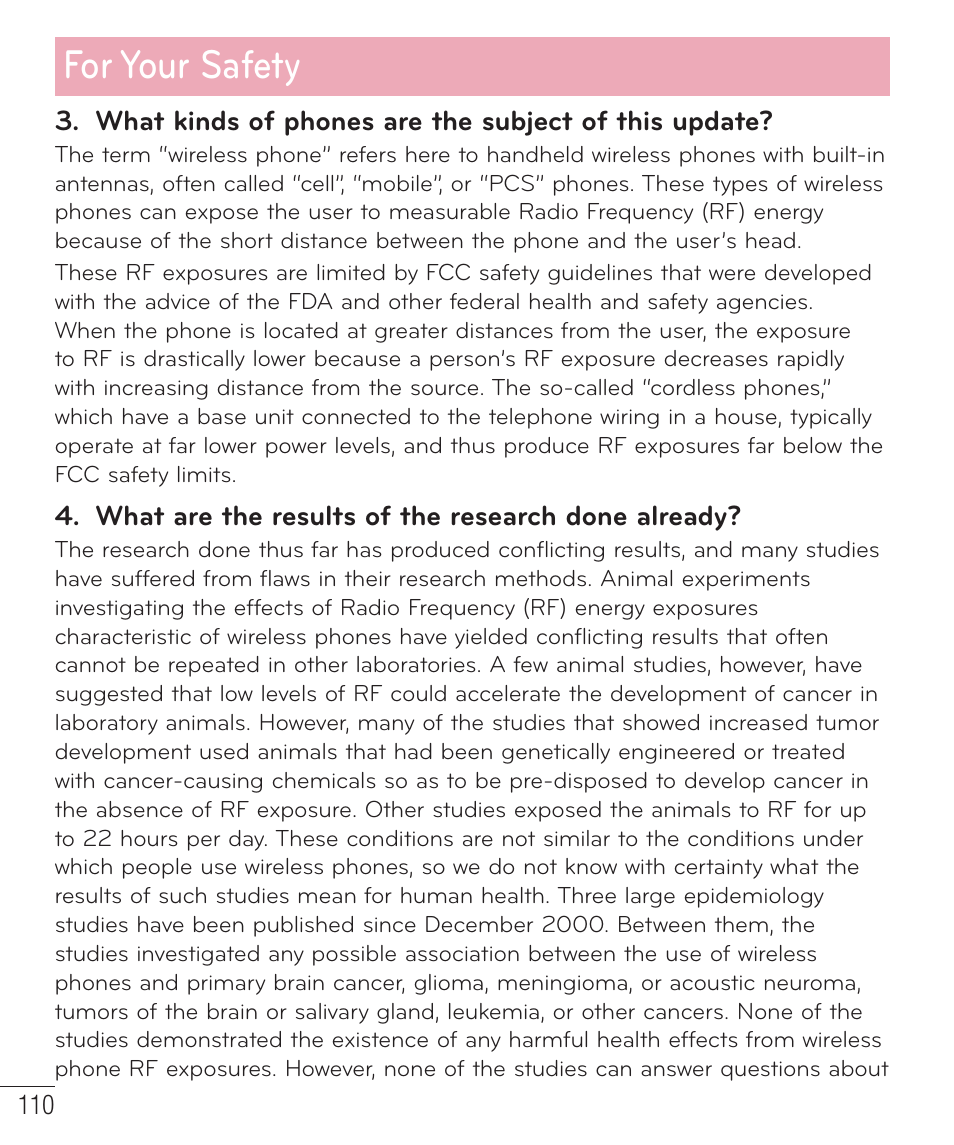 For your safety | LG LGD415RD User Manual | Page 111 / 121