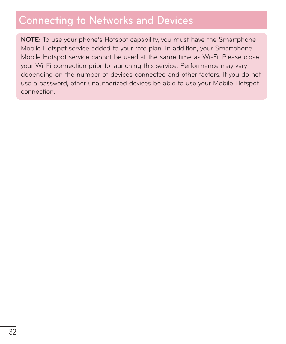 Connecting to networks and devices | LG LGD415RD User Manual | Page 33 / 121