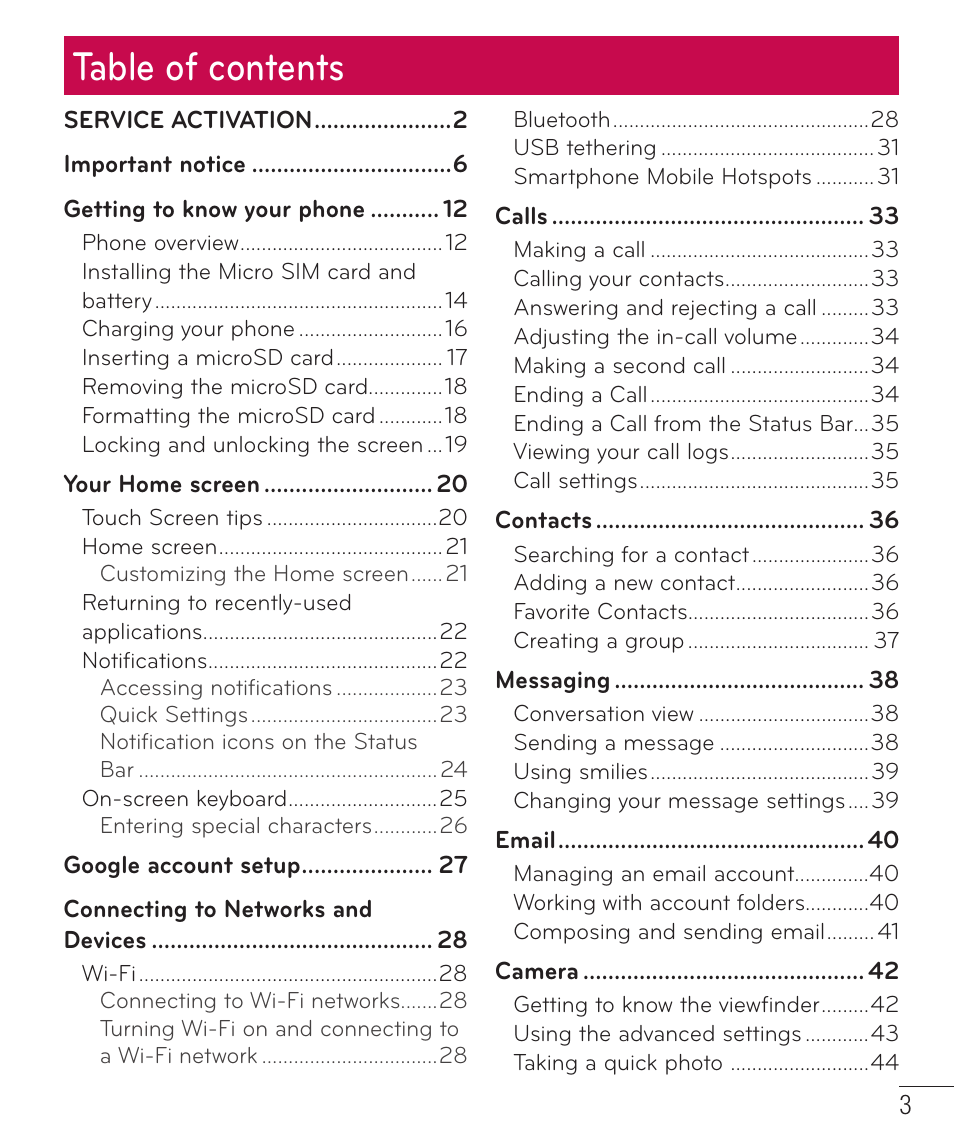 LG LGD415RD User Manual | Page 4 / 121