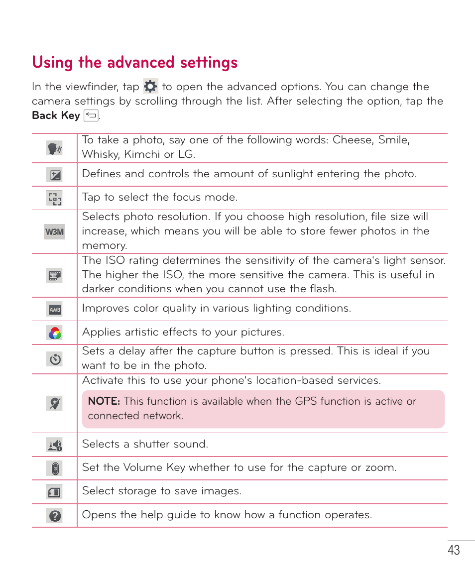 Using the advanced settings | LG LGD415RD User Manual | Page 44 / 121