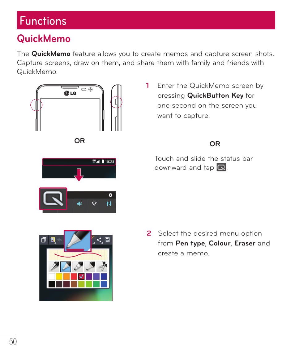 Functions | LG LGD415RD User Manual | Page 51 / 121