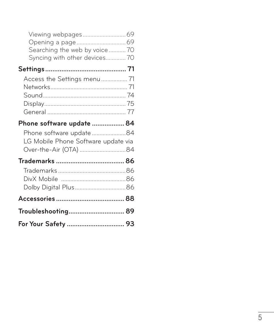 LG LGD415RD User Manual | Page 6 / 121