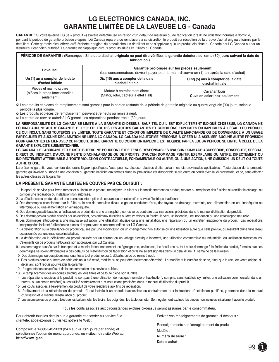 LG WM1377HW User Manual | Page 100 / 101