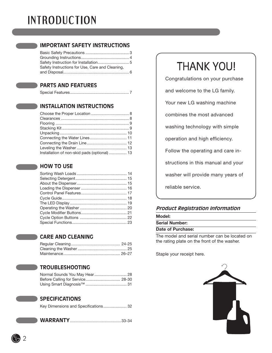 LG WM1377HW User Manual | Page 3 / 101