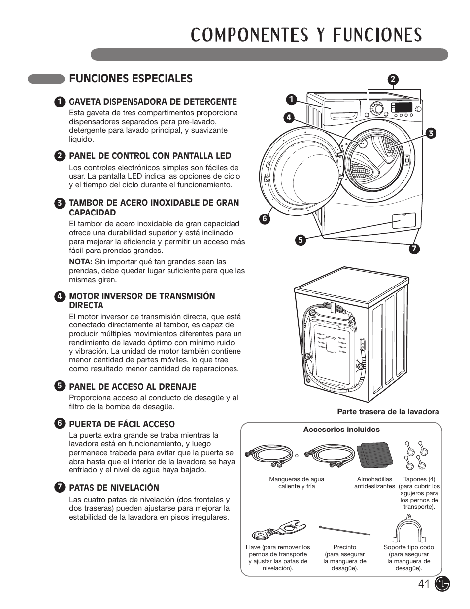 Funciones especiales | LG WM1377HW User Manual | Page 42 / 101