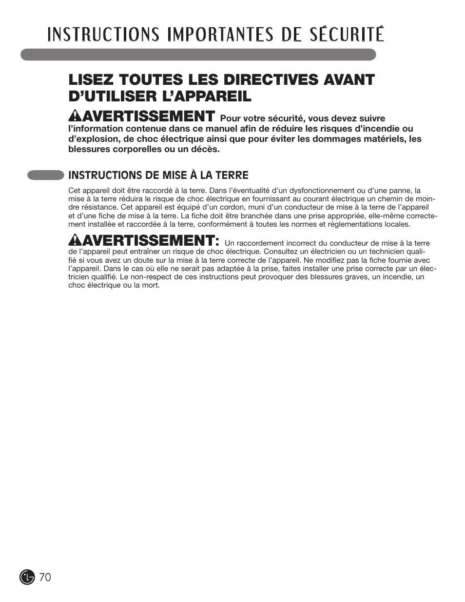 Wavertissement | LG WM1377HW User Manual | Page 71 / 101