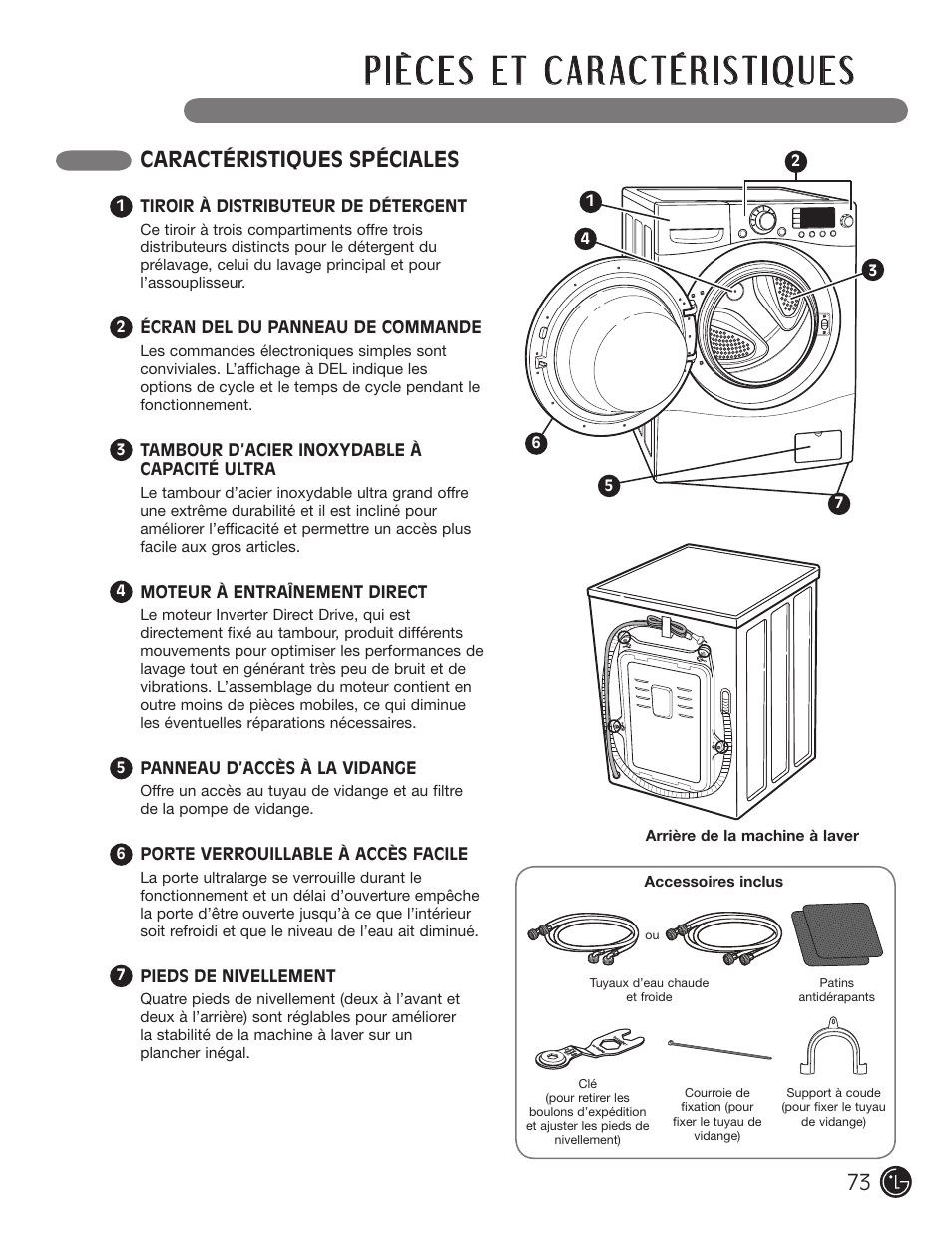 Caractéristiques spéciales | LG WM1377HW User Manual | Page 74 / 101